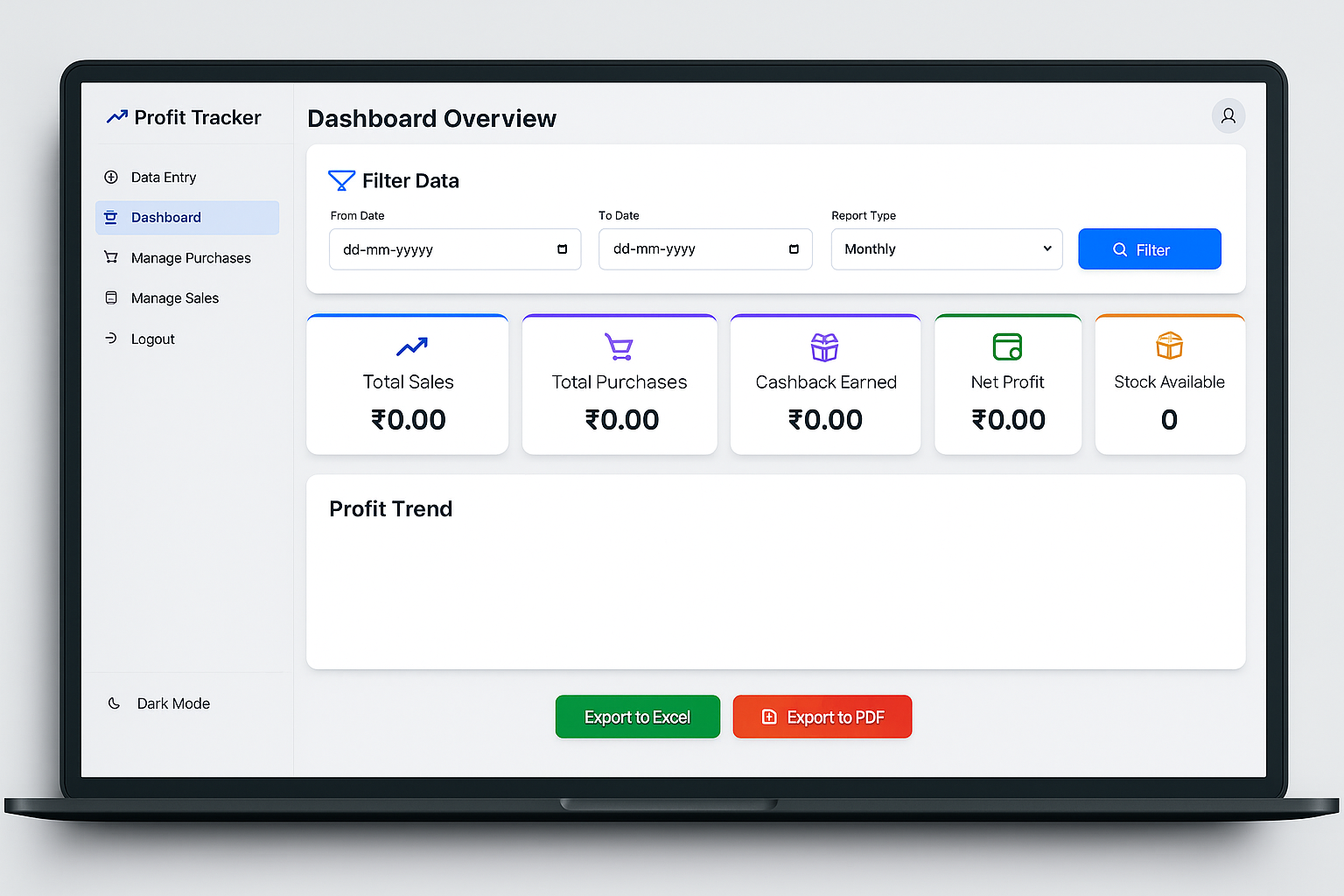 Profit Tracker Dashboard